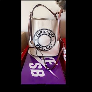 BURBERRYCanvas Cotton Small Peggy Bucket Bag Natural Gold